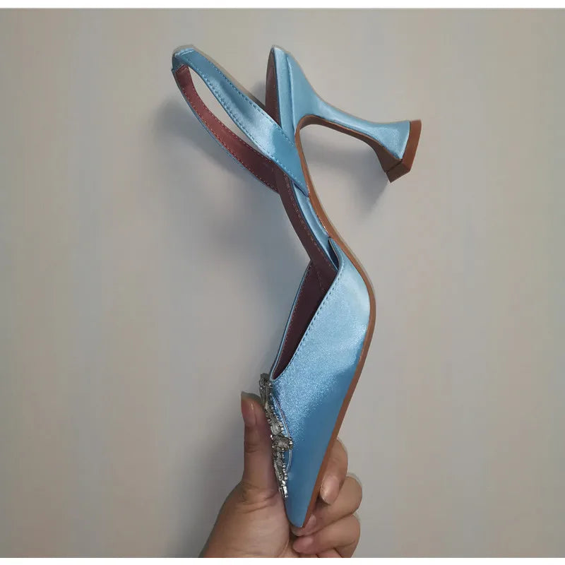 2025 Star style Women Sandals Elegant Pointed toe Slingback Summer Office Lady Shoes Fashion High heels Gladiator sandals Woman