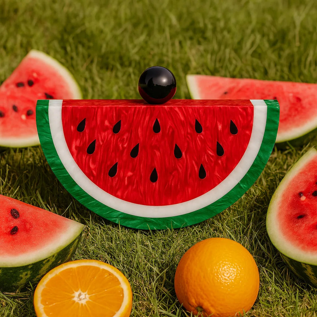 Watermelon Orange Shaped Handbag Women Chain Clutch Evening Bag Acrylic trendy clutch  Bag