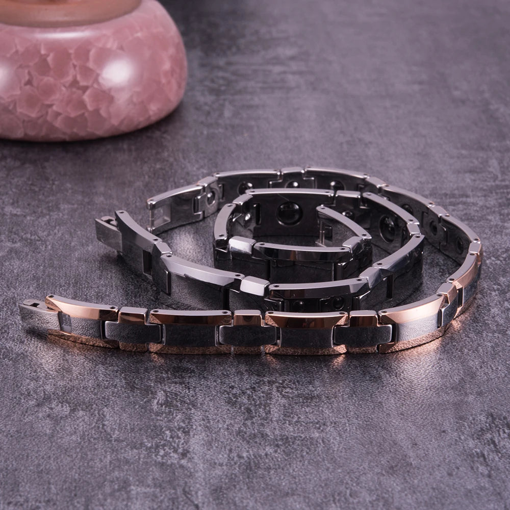 Anti-scratch Cross Couple Bracelet Tungsten Rose Lovers Energy Tungsten Carbide Bracelet Hematite Magnetic Bracelet Benefits