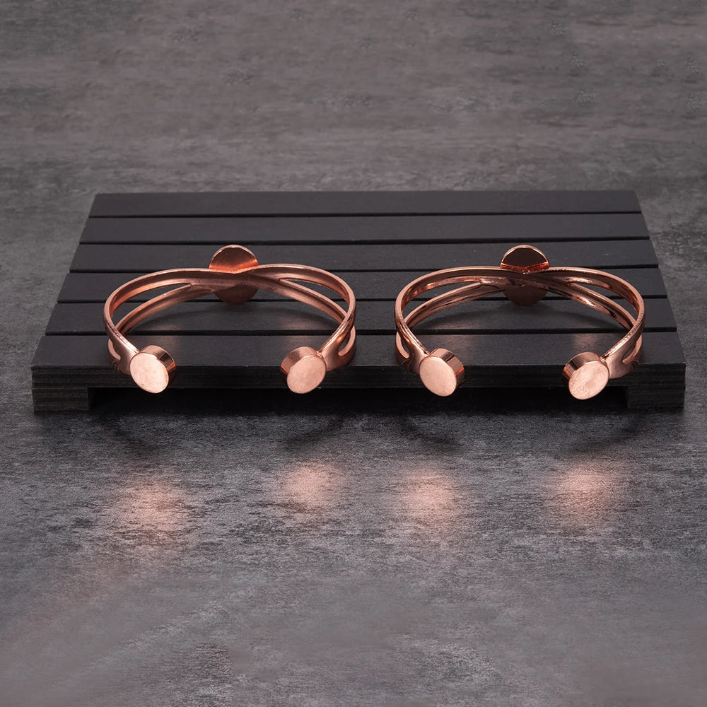 Magnetic Copper Bracelets for Women Blue Stone Adjustable Cuff Copper Magnetic Bracelet Arthritis Cross Healing Energy Bangle