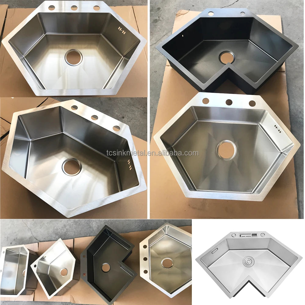 2026 New Trend 304 Stainless Steel L-Shaped Corner Kitchen Sink, Large Single Bowl Butterfly Sink for Kitchen,RV&Bar