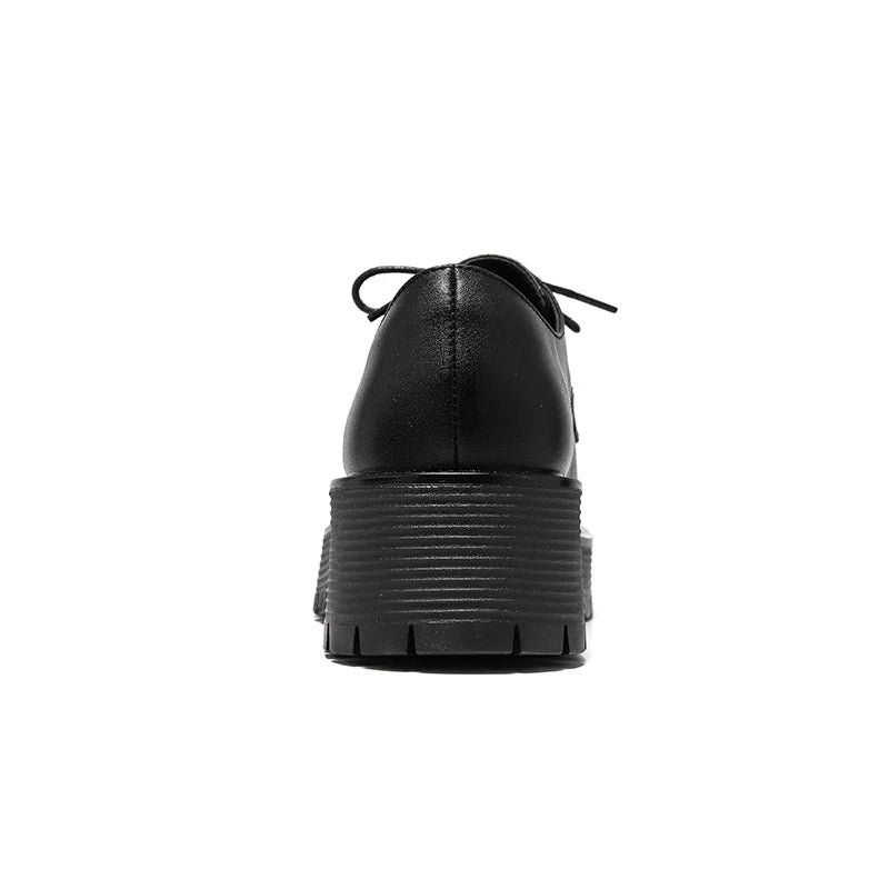 British Stylish Men High Top Thick Sole Leather Boots Anti-Slip Holiday Walk on Leather Boot