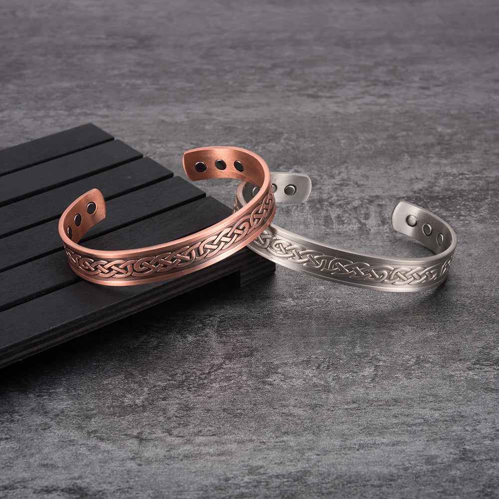 Vinterly Pure Copper Bracelet Men Magnetic Vintage Adjustable High Magnet Open Cuff Bangles Health Energy Jewelry for Male Women