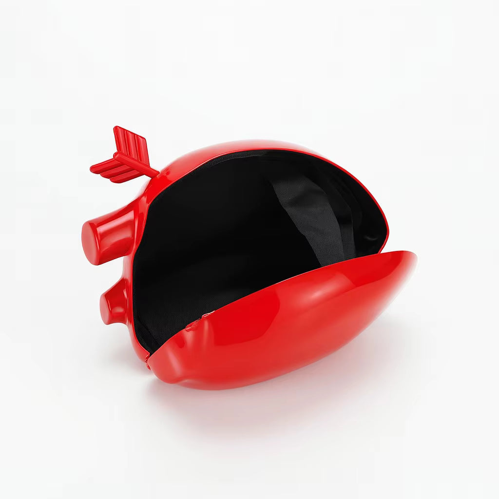 Brand Fashion Women's Iron Material Red Arrow Heart Shape Clutch Handbag Geek Evening Bag Long Metal Chain Cross Body Purse