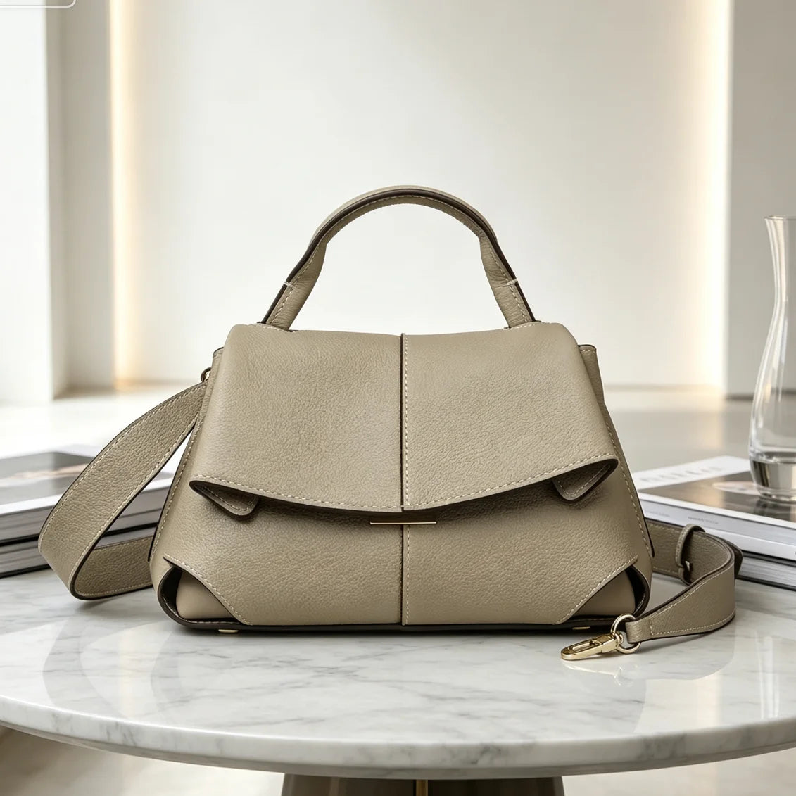 Women Bags Genuine Leather Messenger Crossbody Handbags Large Capacity Tote Shoulder Purses Elegant Daily Office Travel Shopping