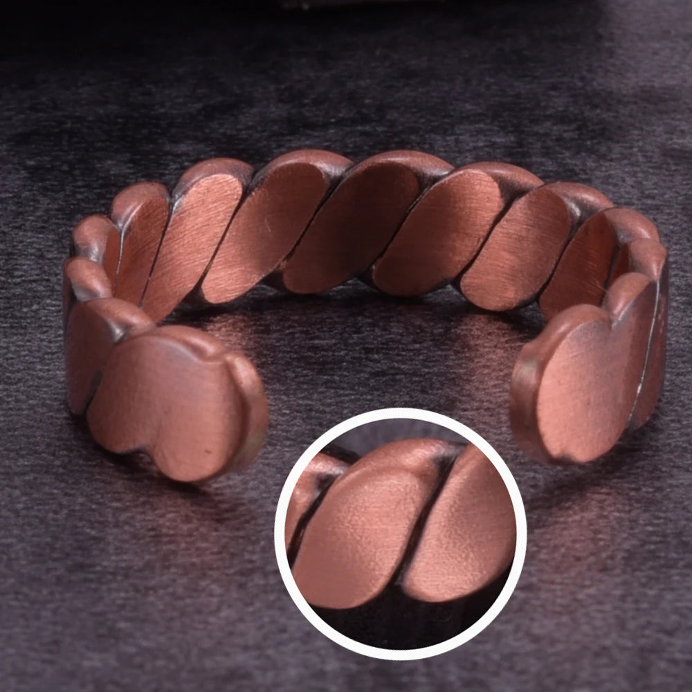 Vinterly Twisted Adjustable Pure Copper Rings Magnetic Therapy Athritis 6mm Wide Health Energy Finger Open Cuff Jewelry for Men