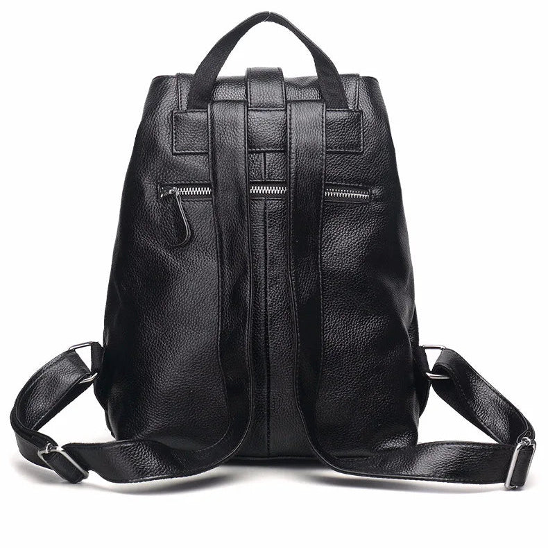 Women Backpack Genuine Leather Fashion All-match Simple College Style Casual Backpack