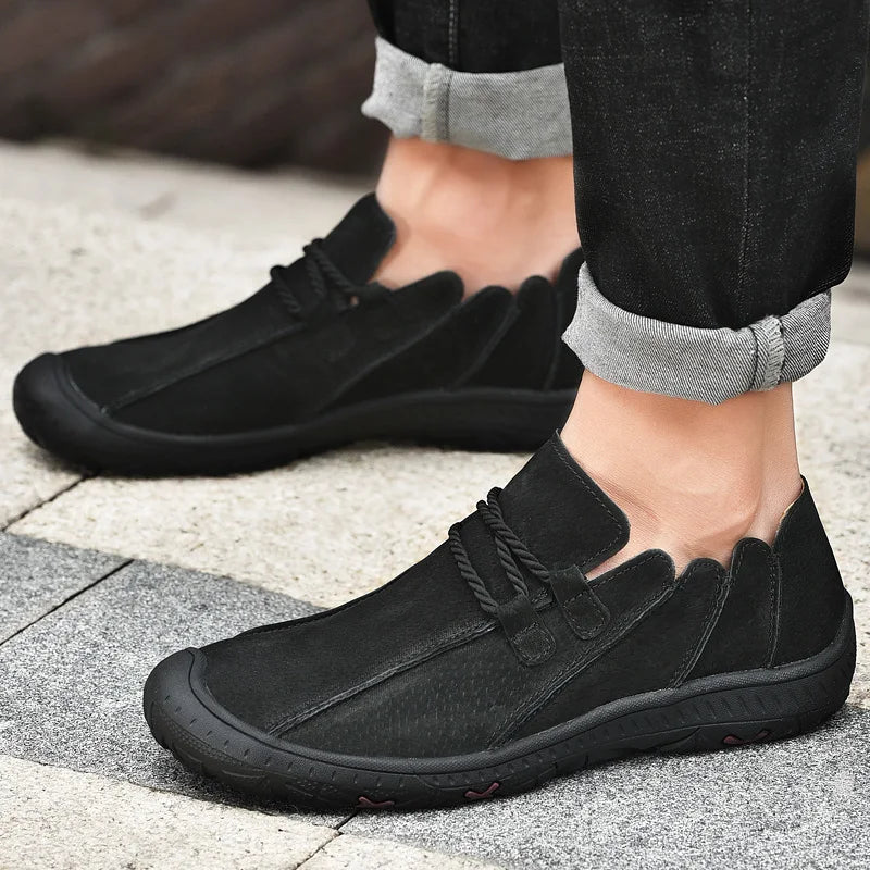 2026 Lightweight Men's Lace-up Comfort Height Increasing Slip-Resistant Outdoor Casual Leather Shoes