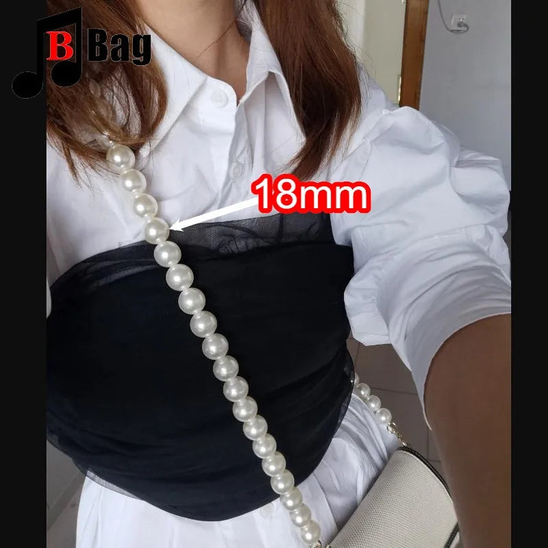18mm Pearl Bag Strap pearl handbag strap Women Handbag Handles Replacement Handbags Strap Accessories phone bag decoration