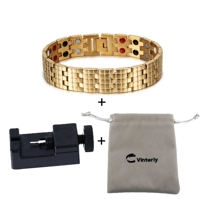 Magnetic Bracelet Male 16mm Wide Wristband Magnetic Stainless Steel Men Bracelets Hand Chain Link Health Energy Jewelry for Men
