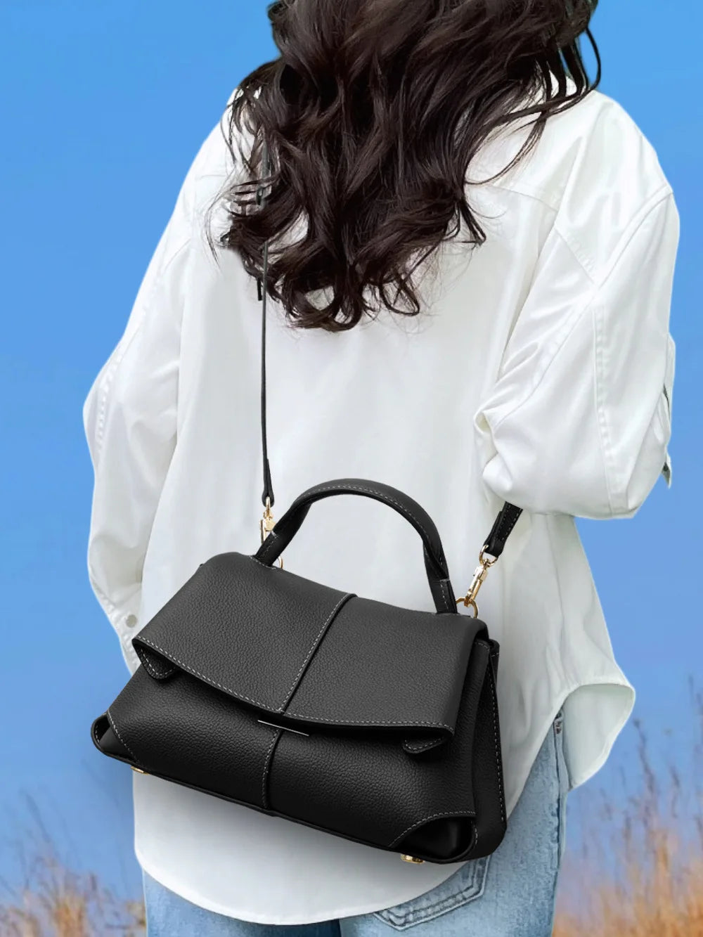 Women Bags Genuine Leather Messenger Crossbody Handbags Large Capacity Tote Shoulder Purses Elegant Daily Office Travel Shopping