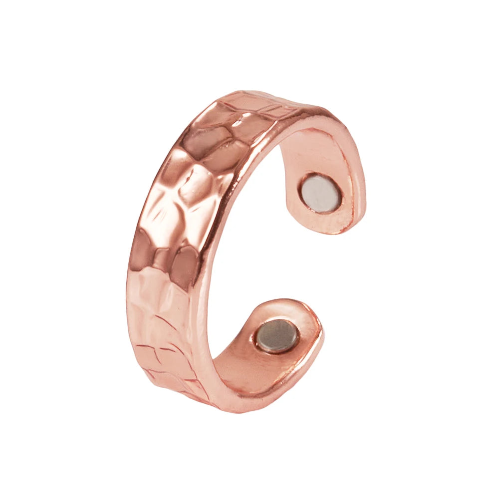 Vinterly Pure Copper Magnetic Rings for Women Adjustable Vintage 6mm Cuff Jewellery Wedding Bands Resizable Finger Mens Rings
