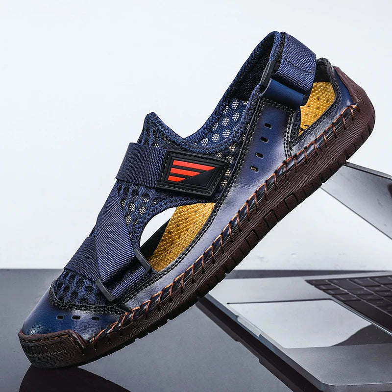 Summer Beach Fun Casual Comfortable Genuine Leather Sandals Men Sewing Soft Sole Fashion Men Casual Shoes