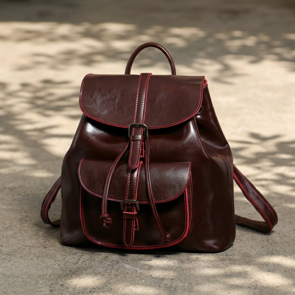Women's Genuine Leather Backpack Purse Large Capacity Multiway Shoulder Travel Bag Anti Theft Zip Soft Daypack for Daily Work