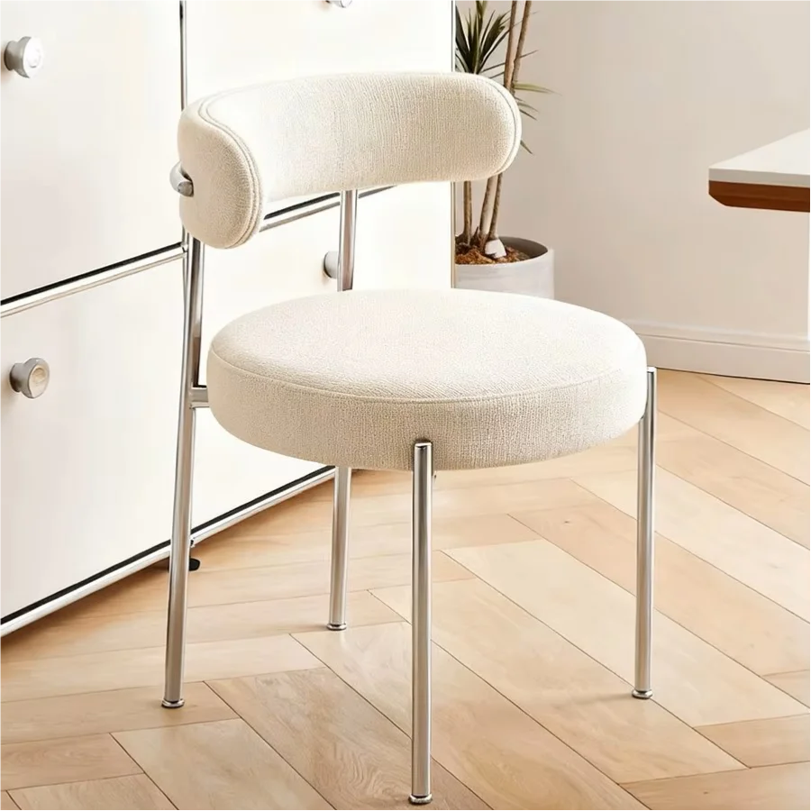 New Style Modern Luxury Stainless Steel Leather Upholstery Comfortable Office Chair  for Bedroom Dining Room Furniture