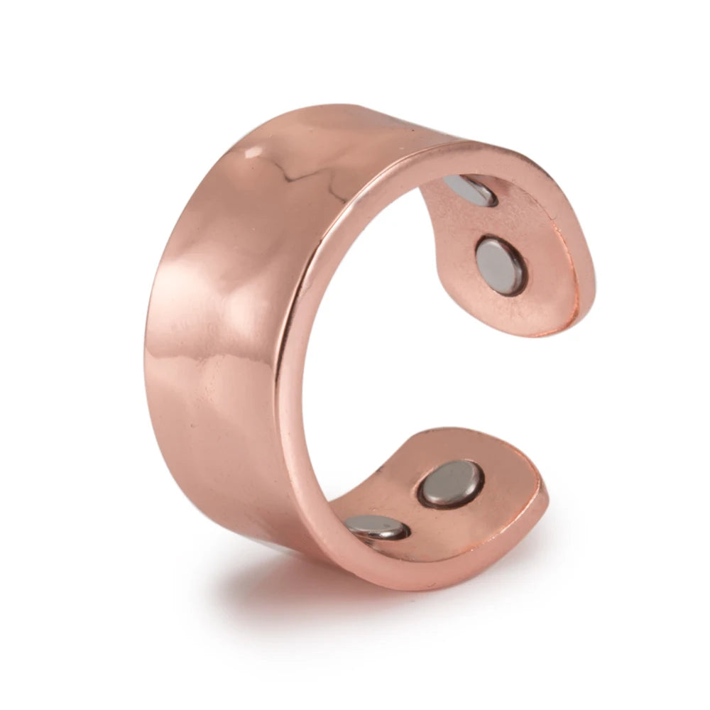 Vinterly Copper Magnetic Ring Mens Health Energy Simple Adjustable Ring Open Cuff Pure Copper Finger Ring for Arthritis Pain