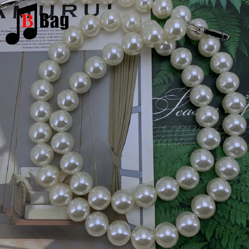 18mm Pearl Bag Strap pearl handbag strap Women Handbag Handles Replacement Handbags Strap Accessories phone bag decoration