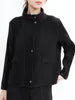 High End Miyake Pleated New Solid Color Collar Single Row Toothpick Pleated Retro Raincoat Commuting Women's Slim Fit Jacket