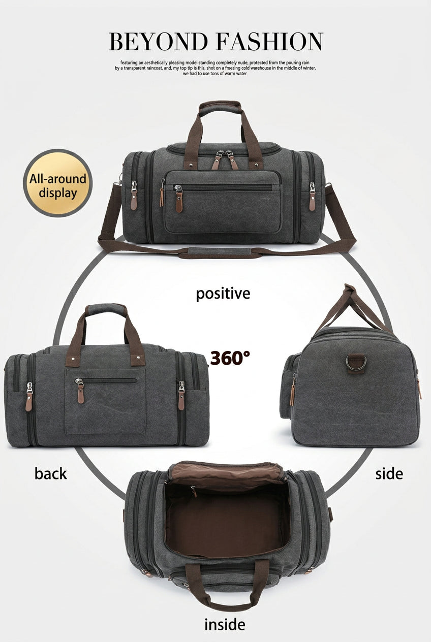 Vintage Large Capacity Canvas Tote Bag Business Travel Weekend Carry Luggage Men's Women's Weekender Duffle Bag