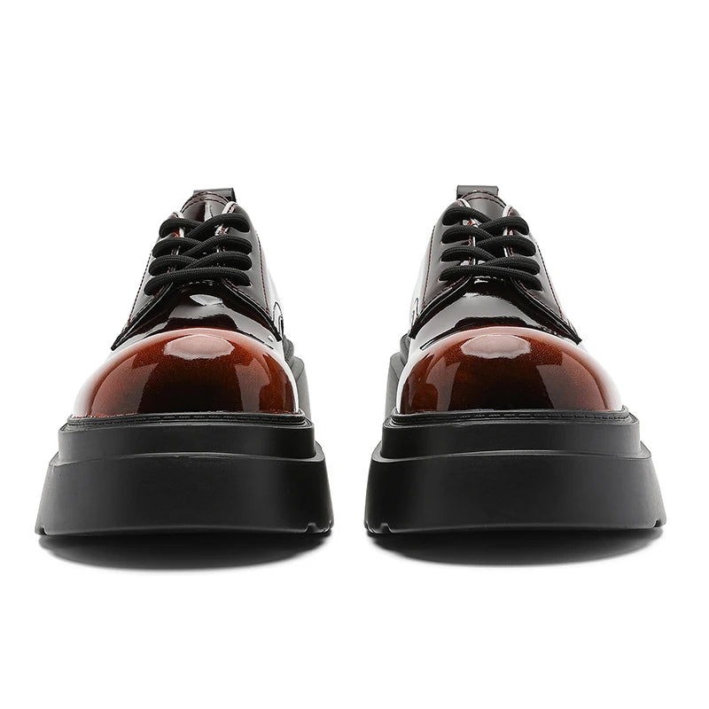 Men's Thick Sole Biker Shoes Leather Shoes Chunky Platform Motorcycle Footwear