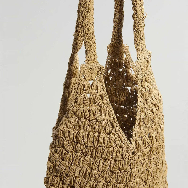 Handmade Straw Beach Bag Summer Woven Totes Large Shoulder Bag for Women Straw Purses and Handbags Rattan Boho Bag Raffia