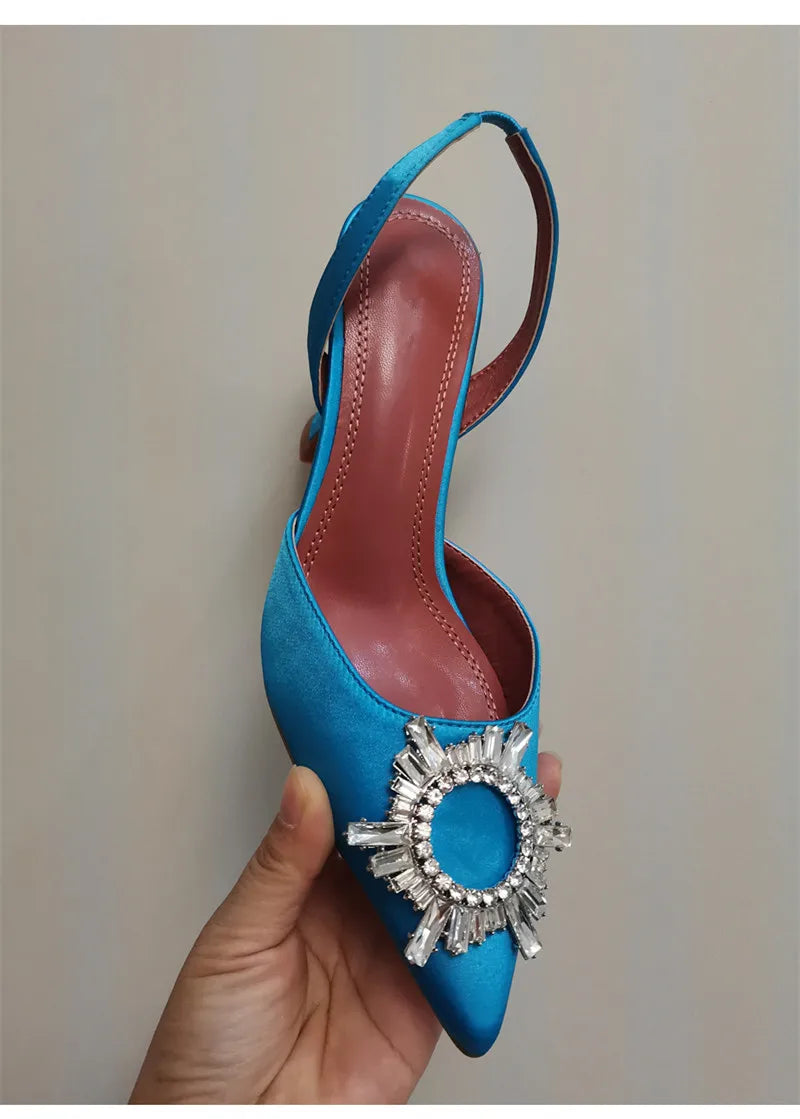 2025 Star style Women Sandals Elegant Pointed toe Slingback Summer Office Lady Shoes Fashion High heels Gladiator sandals Woman