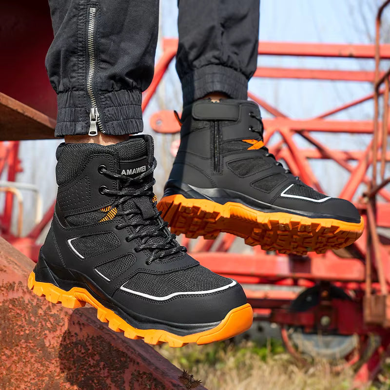 AMAWEI D/863 Unisex Outdoor EU Standard Safety Shoes Steel Toe Work Boots with Mesh Upper Rubber Outsole Anti-static for Factory