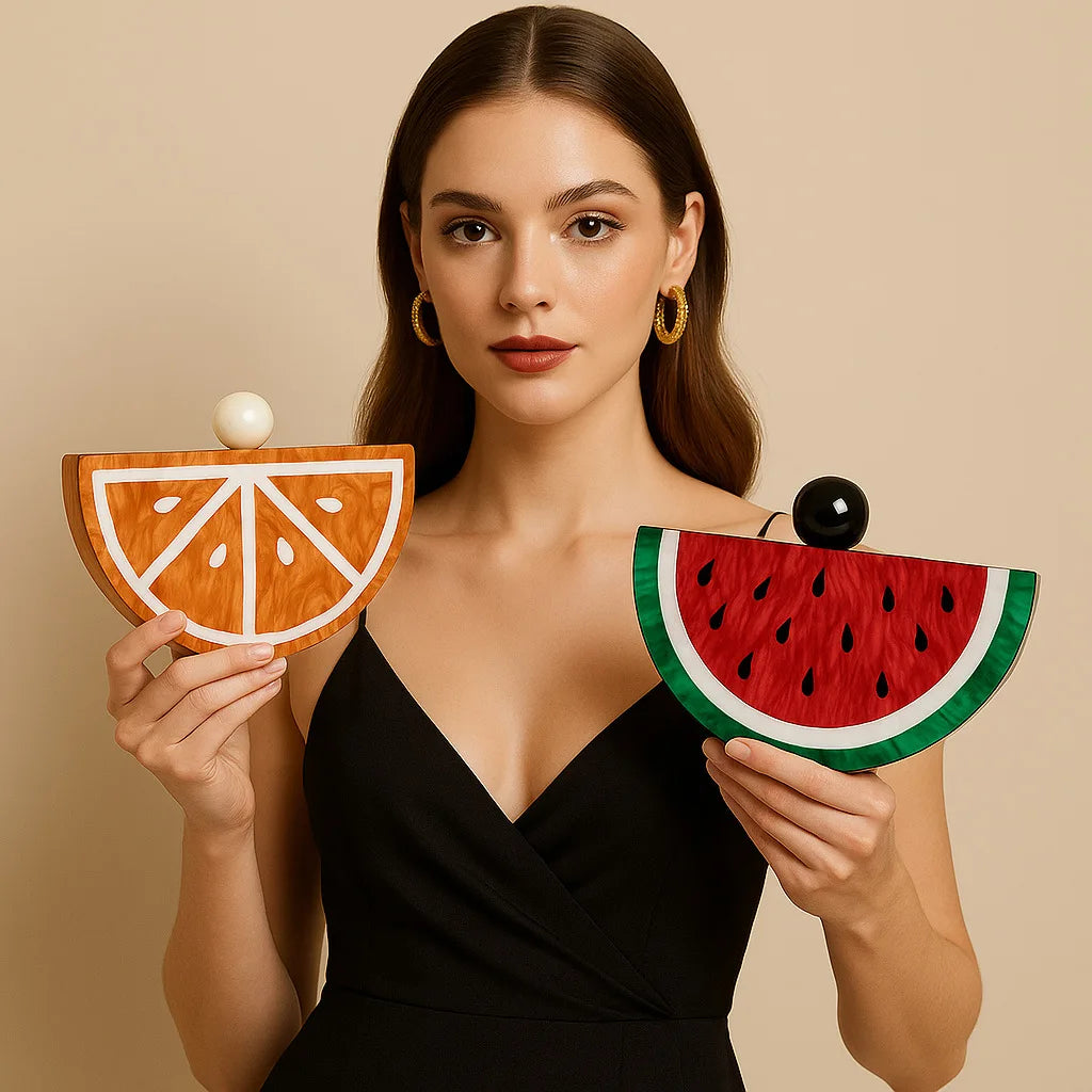 Watermelon Orange Shaped Handbag Women Chain Clutch Evening Bag Acrylic trendy clutch  Bag