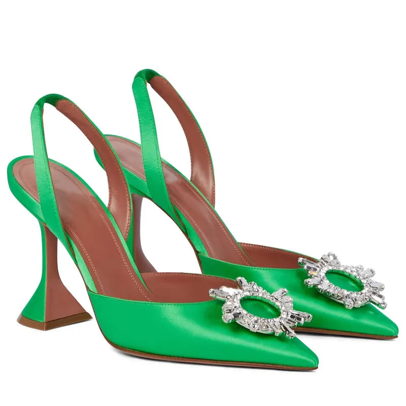 2025 Star style Women Sandals Elegant Pointed toe Slingback Summer Office Lady Shoes Fashion High heels Gladiator sandals Woman