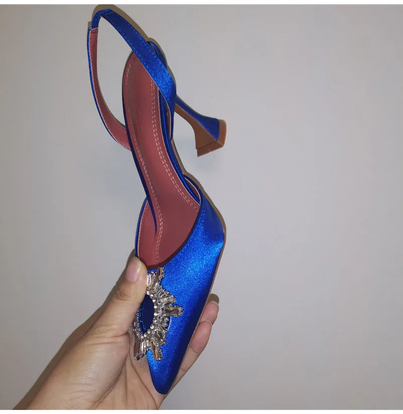 2025 Star style Women Sandals Elegant Pointed toe Slingback Summer Office Lady Shoes Fashion High heels Gladiator sandals Woman