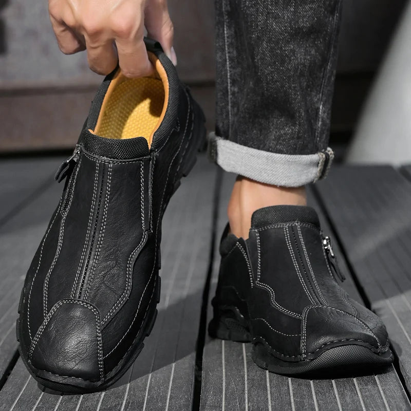 Men's Formal Oxford Leather Shoes ZIP Closure Anti-Odor Insole Breathable Lightweight Office Career All Seasons