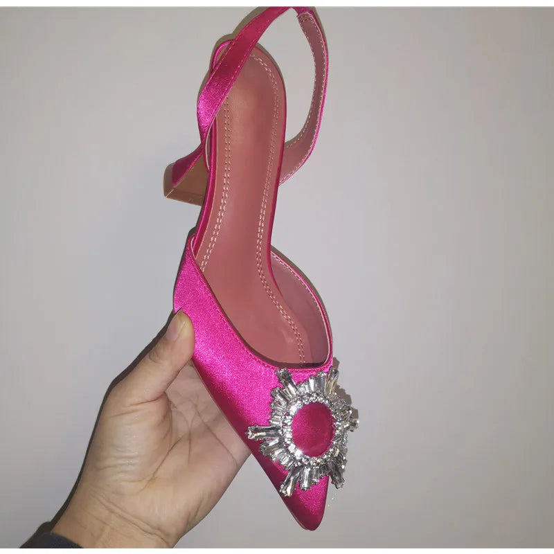 2025 Star style Women Sandals Elegant Pointed toe Slingback Summer Office Lady Shoes Fashion High heels Gladiator sandals Woman