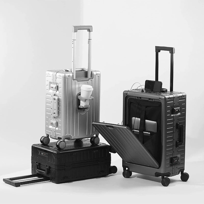 100% Aluminum-magnesium Alloy Aluminium Frame Spinner Travel Suitcase Rolling Luggage 20/24 Inch Trolley Business Carry-On Cabin