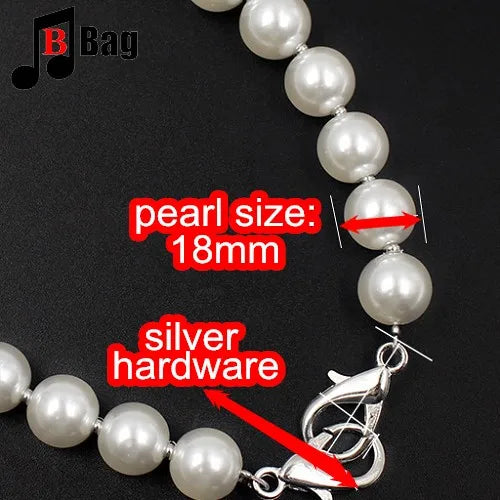 18mm Pearl Bag Strap pearl handbag strap Women Handbag Handles Replacement Handbags Strap Accessories phone bag decoration