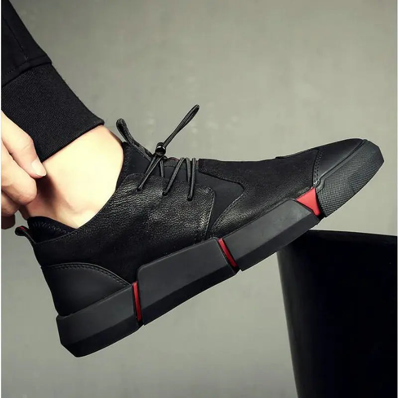 Men Genuine Leather fur Shoes High Quality Elastic Band Fashion Design Solid Tenacity Comfortable Men's Shoes Big Sizes 2021 s34