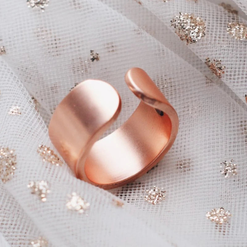 Adjustable Copper Rings Magnetic Health Energy Metal Open Cuff Ring Man 9mm Arthritis Matte Finger Ring for Men Christmas Gift