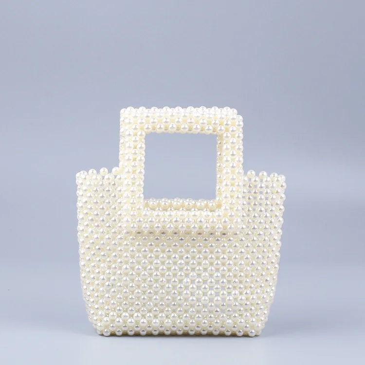 Jelly Color Acrylic Beaded Bag DIY Hand Woven Bead Bag Female Summer Square Top Handle Bag Luxury Designer Purses and Handbags