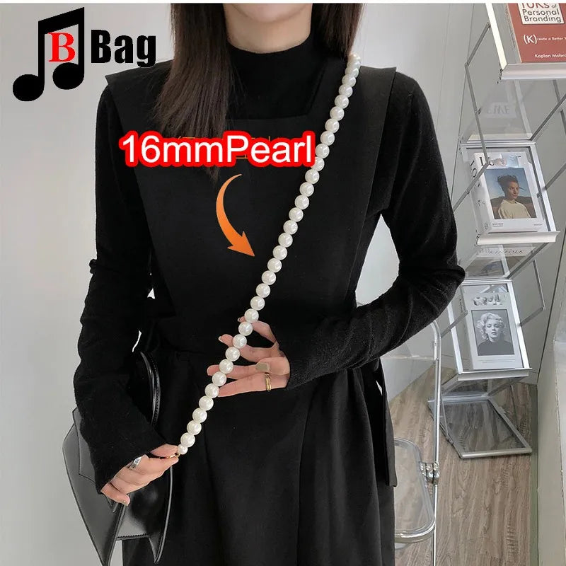 18mm Pearl Bag Strap pearl handbag strap Women Handbag Handles Replacement Handbags Strap Accessories phone bag decoration