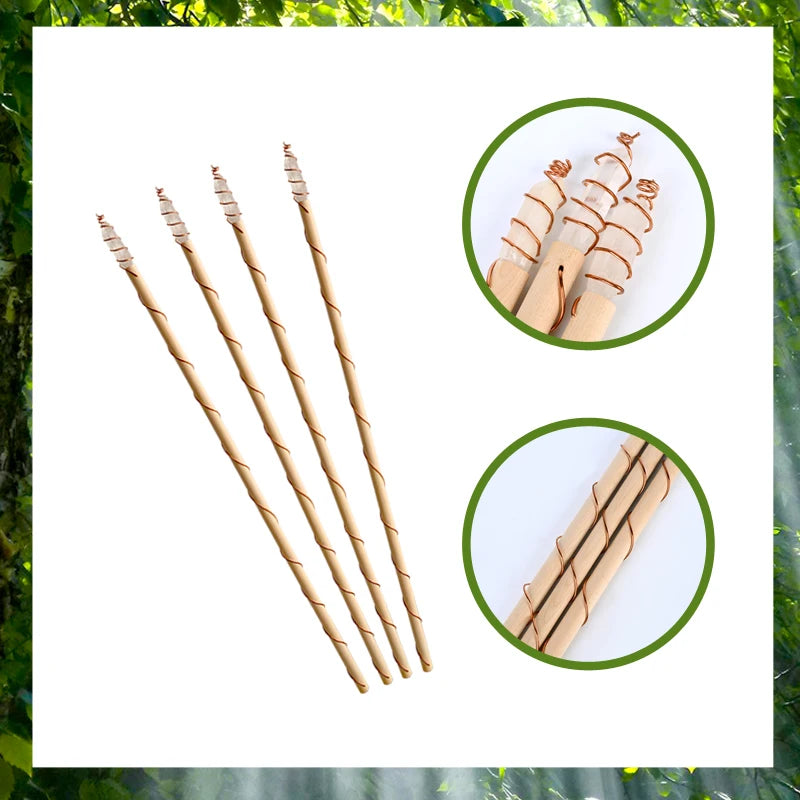 Copper Wire Wrapped  Wood Wand clear Quartz Plant Growth Energy Electroculture Plant Stake