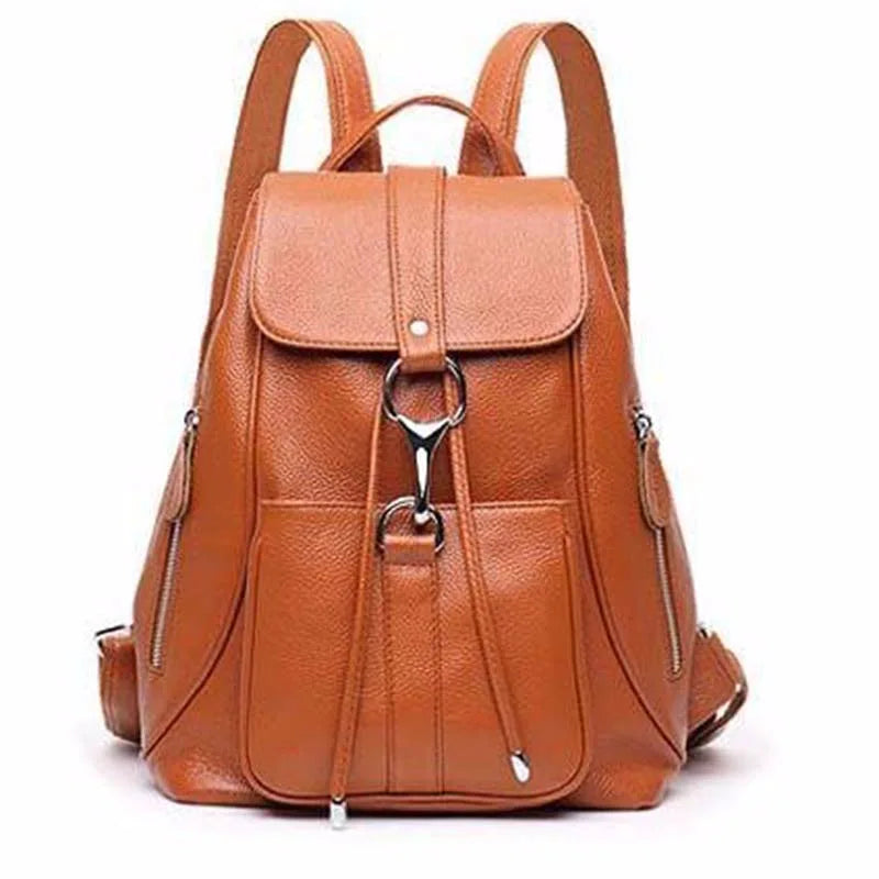 Women Backpack Genuine Leather Fashion All-match Simple College Style Casual Backpack