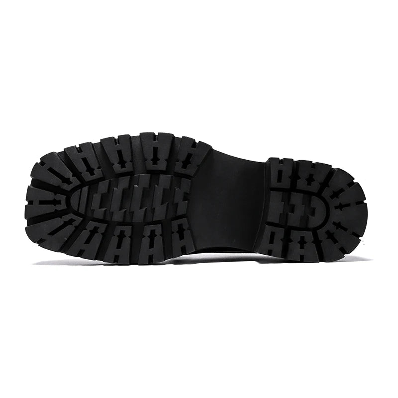 British Stylish Men High Top Thick Sole Leather Boots Anti-Slip Holiday Walk on Leather Boot
