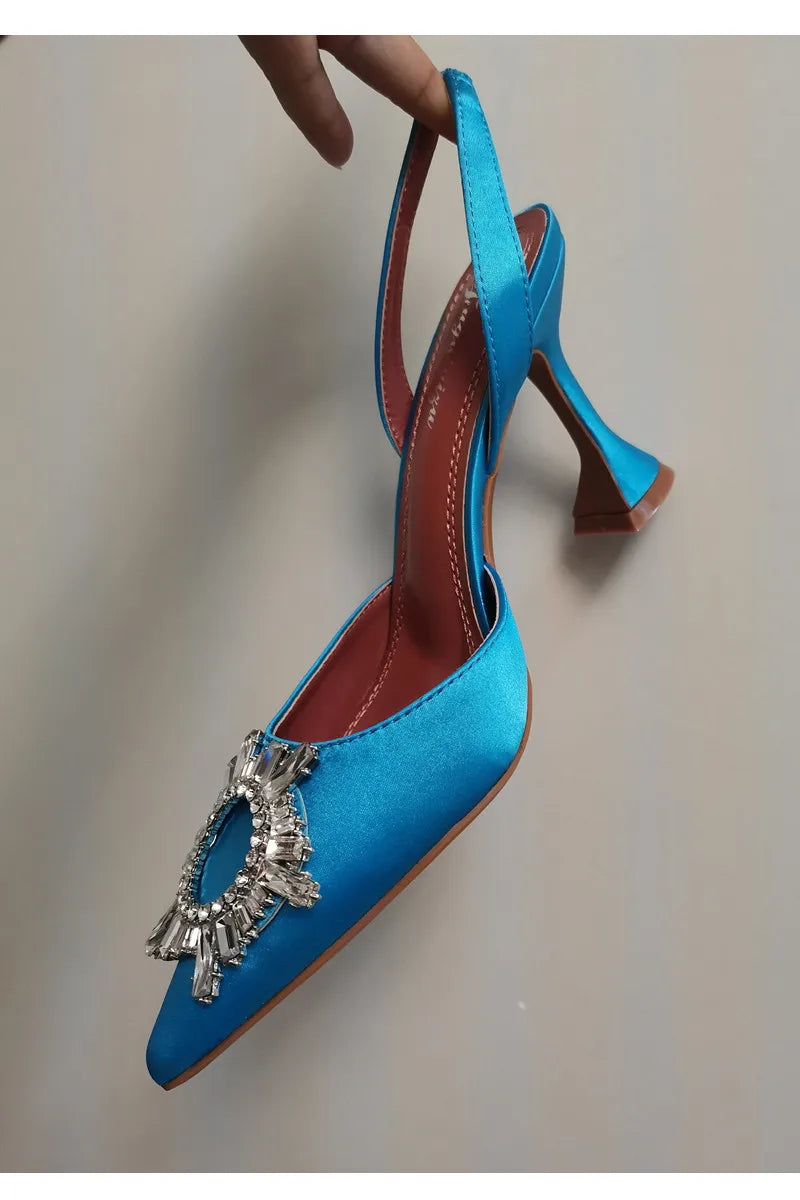 2025 Star style Women Sandals Elegant Pointed toe Slingback Summer Office Lady Shoes Fashion High heels Gladiator sandals Woman