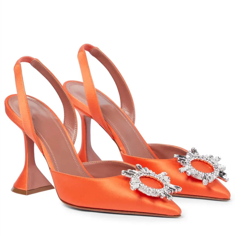 2025 Star style Women Sandals Elegant Pointed toe Slingback Summer Office Lady Shoes Fashion High heels Gladiator sandals Woman