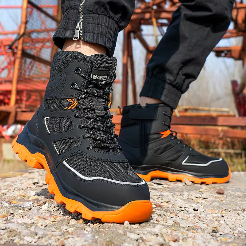 AMAWEI D/863 Unisex Outdoor EU Standard Safety Shoes Steel Toe Work Boots with Mesh Upper Rubber Outsole Anti-static for Factory