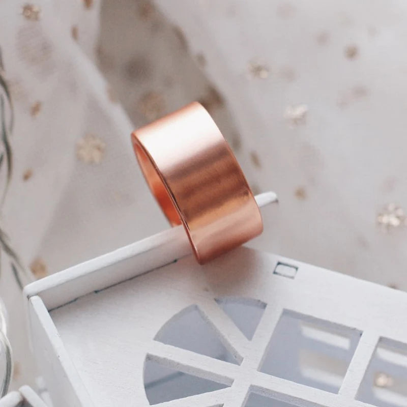 Adjustable Copper Rings Magnetic Health Energy Metal Open Cuff Ring Man 9mm Arthritis Matte Finger Ring for Men Christmas Gift