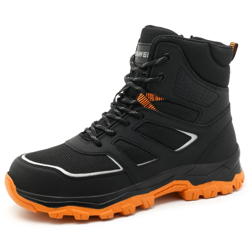 AMAWEI D/863 Unisex Outdoor EU Standard Safety Shoes Steel Toe Work Boots with Mesh Upper Rubber Outsole Anti-static for Factory
