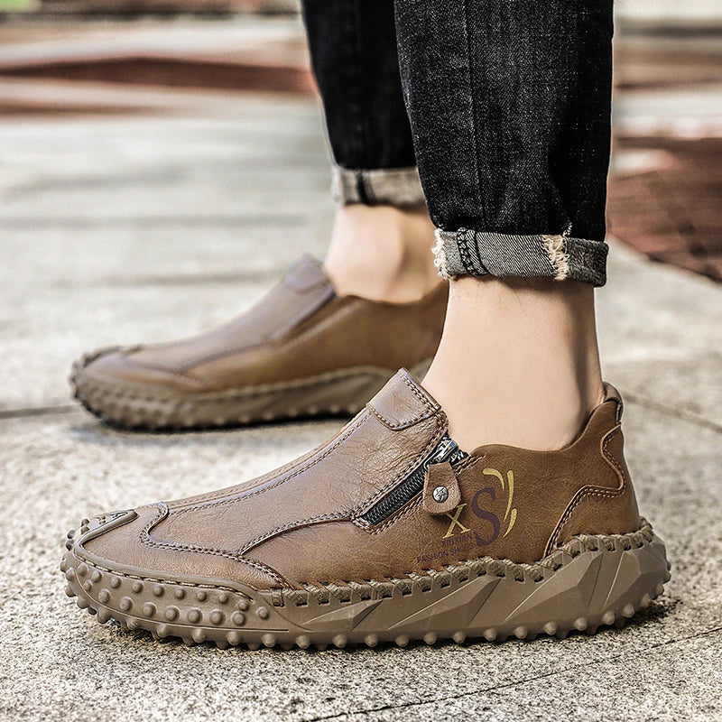 Men's Business Loafers Breathable Solid Design Comfort Fit Corporate Meeting Shoes for Spring Summer