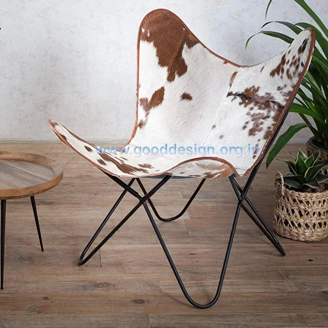 Hot Selling Modern Living Room Brown Genuine Leather Butterfly Chairs