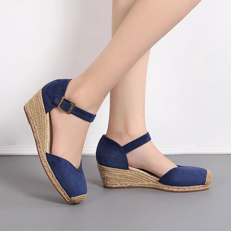 Retro Fashion Latest Design Cross Strap Summer Comfortable Platform  Wedge Sandals for Women and Ladies