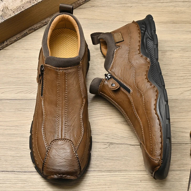 Men's Formal Oxford Leather Shoes ZIP Closure Anti-Odor Insole Breathable Lightweight Office Career All Seasons